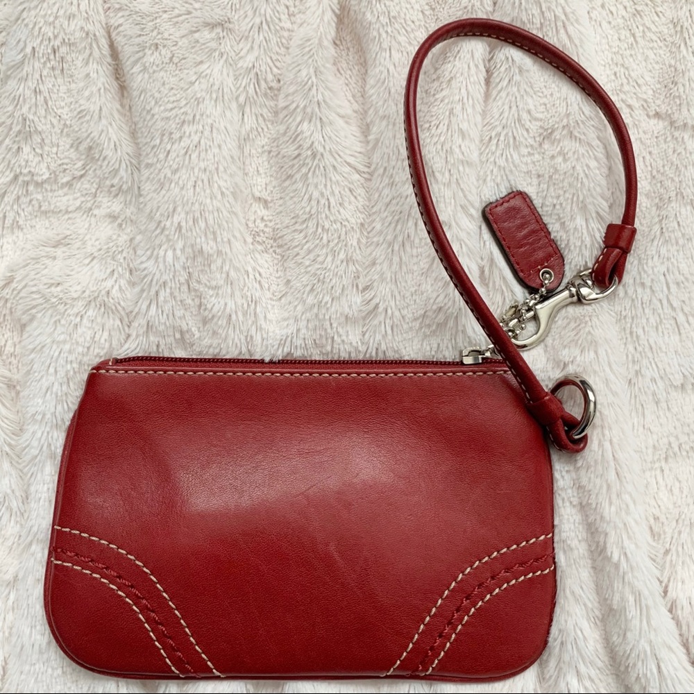 Coach red Leather Wristlet - Picture 2 of 5